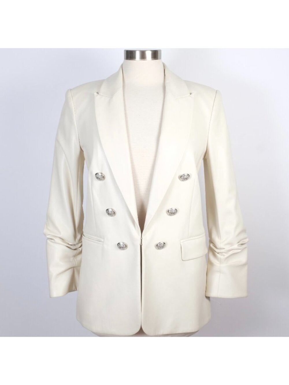 Veronica Beard sz 4 faux leather vegan jacket blazer cream